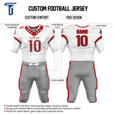 Custom White Red American Football Jersey & Grey Integrated Pants